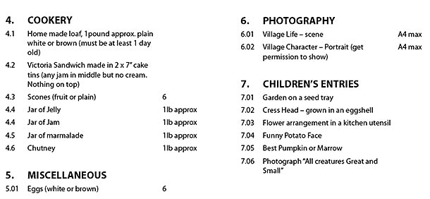 Horticultural Show Schedule