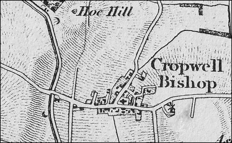 Map of Cropwell Bishop in 1830s