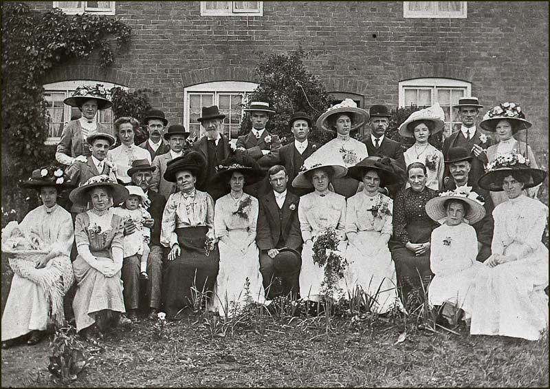 Wedding of Samuel Simpson and Nellie Smalley. Outside Etheldene Cottages