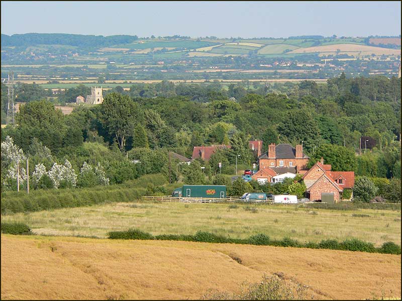 View of Lime Kiln Inn and Vale of Belvoir from Cropwell Wolds