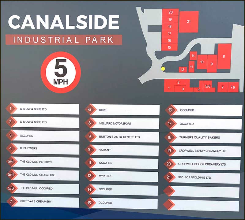 Businesses at Canalside Industrial Park