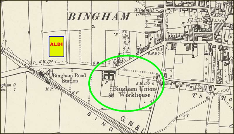 The site of the Bingham Workhouse on Nottingham Road, Bingham, in 2021.