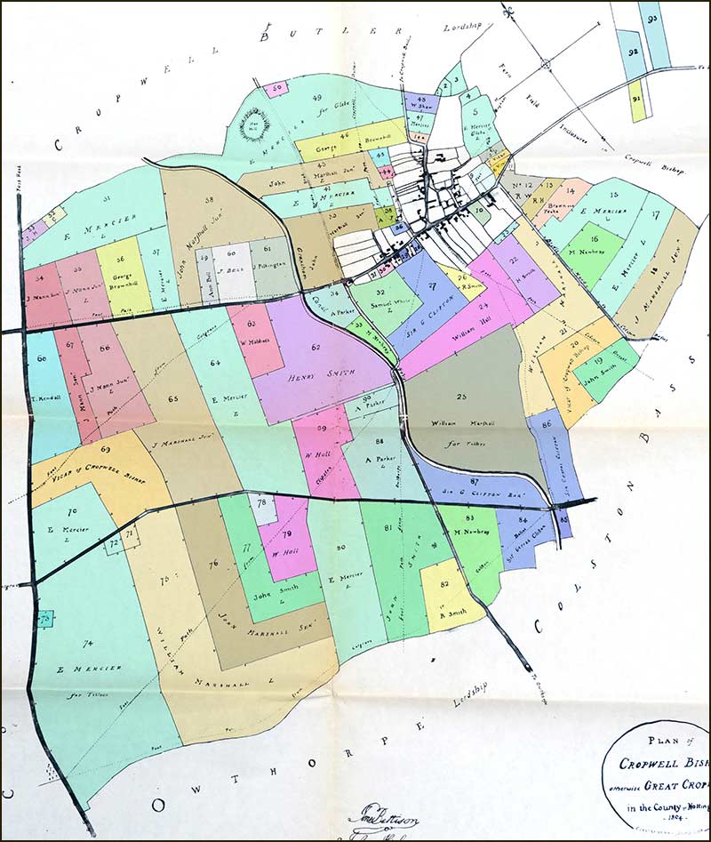 The 'Award Map' of Cropwell Bishop following the Enclosure Act in 1804