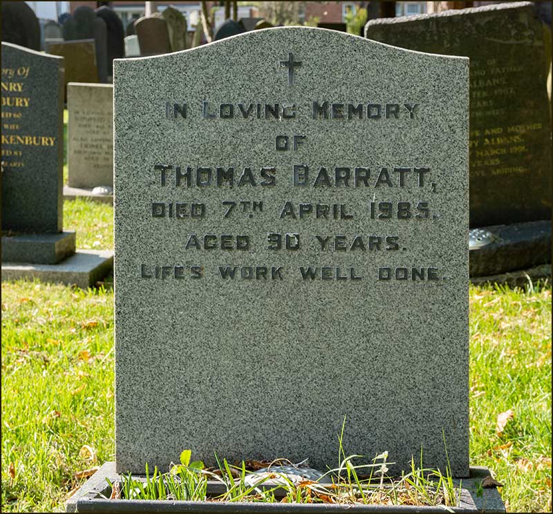 Tom Barratt's grave