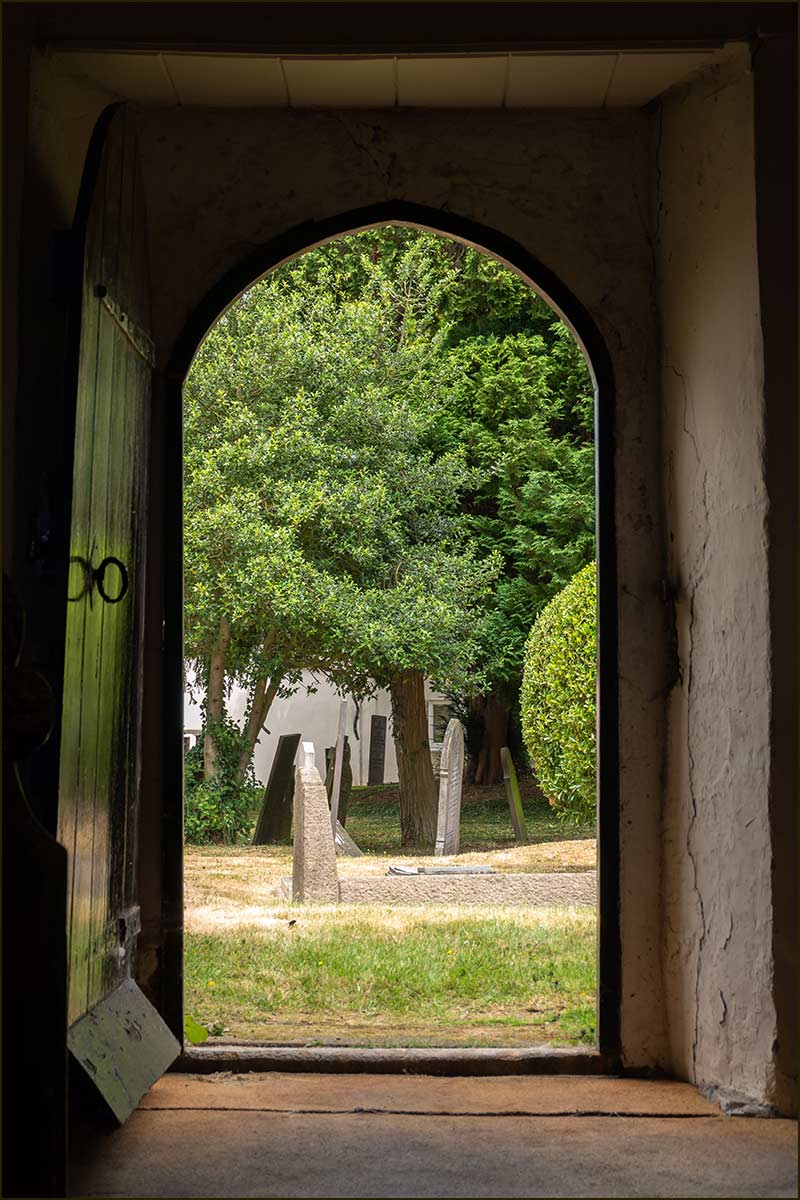 St Giles looking out through north door