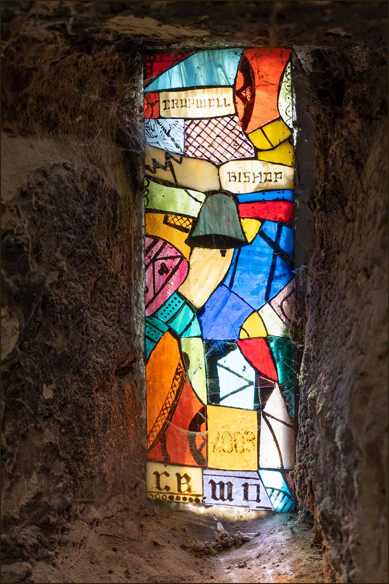 stained glass in the tower