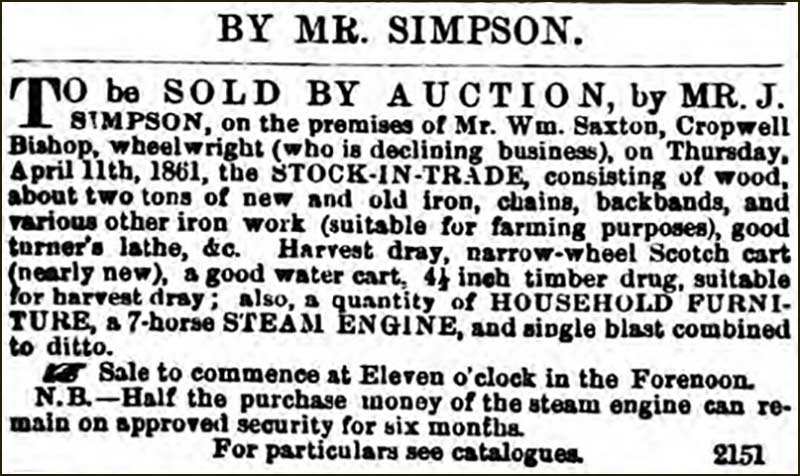 Saxton auction advert