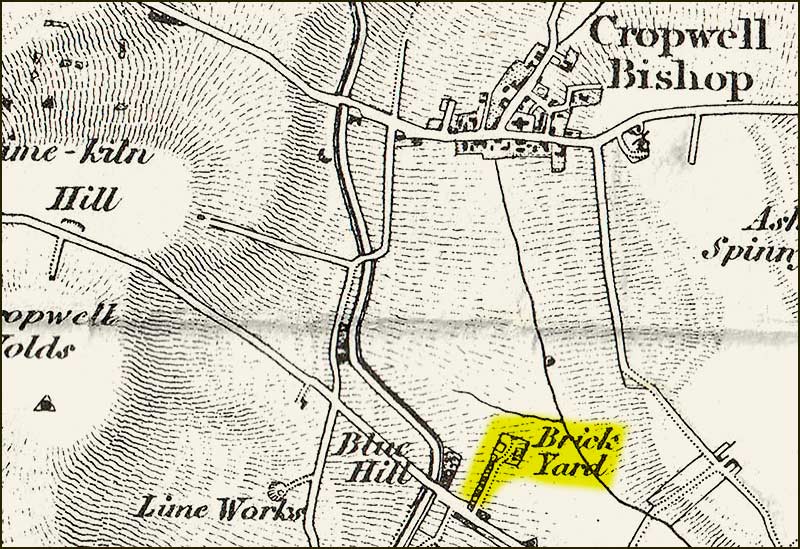 Map of brickyard near the canal on the Colston Bassett Road. (1836 map)