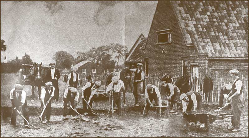 Men helping to build the Memorial Hall