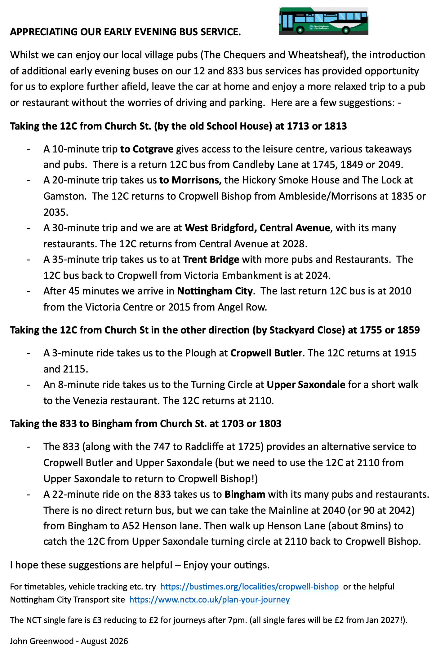 Evening Buses